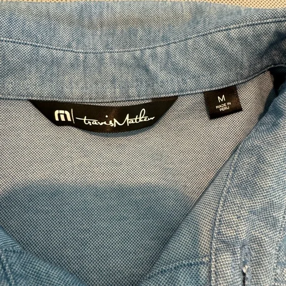 Travis Mathew Blue and Gray Polo Shirt with Classic Collar - Picture 3 of 5